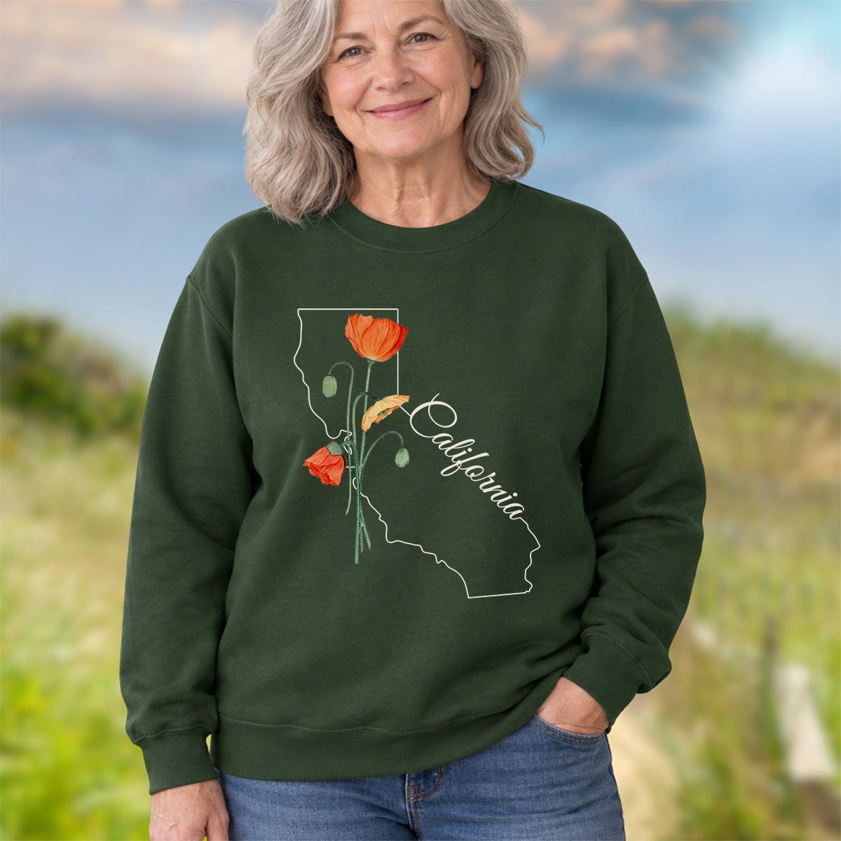 California State Flower Sweatshirt - California Poppy