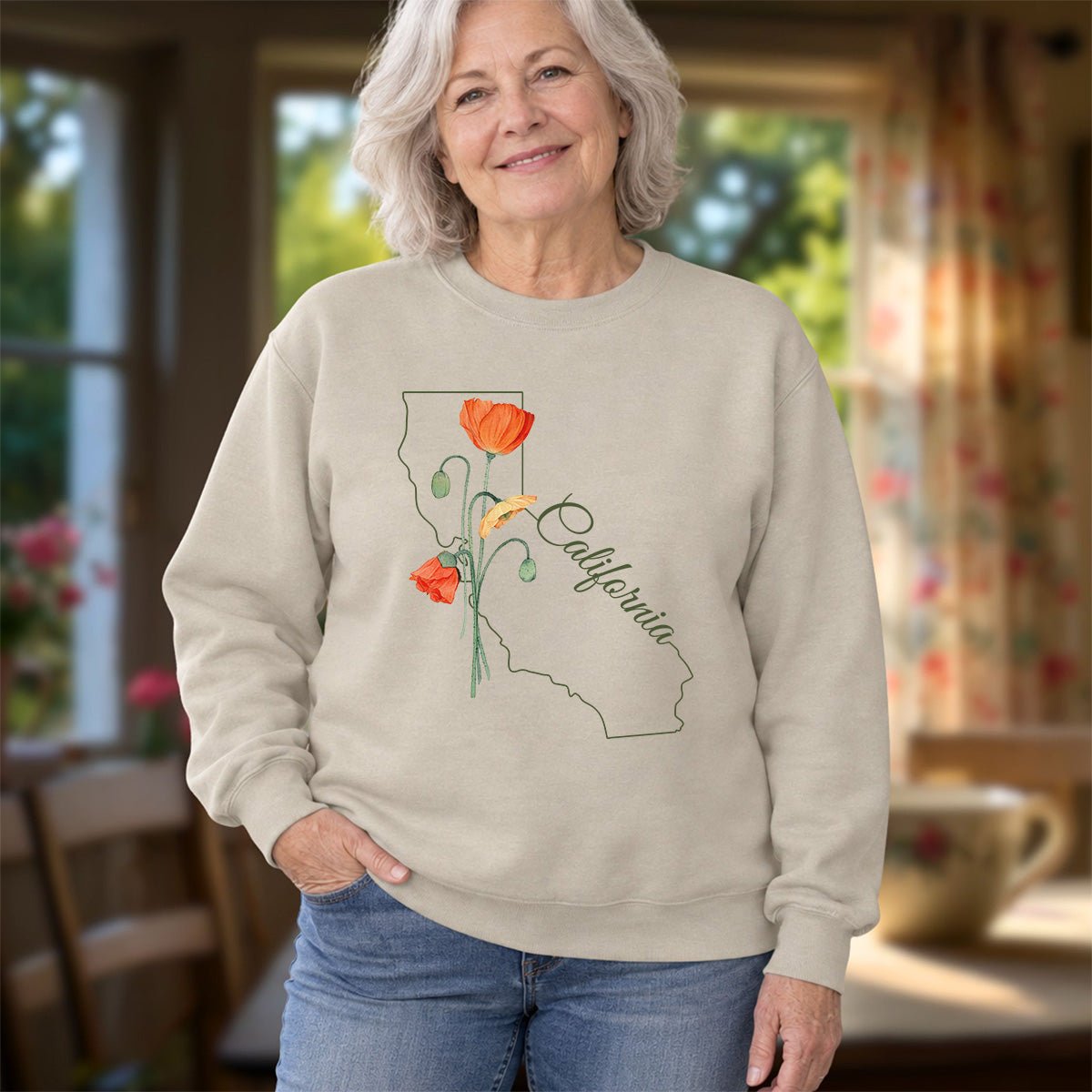 California State Flower Sweatshirt - California Poppy