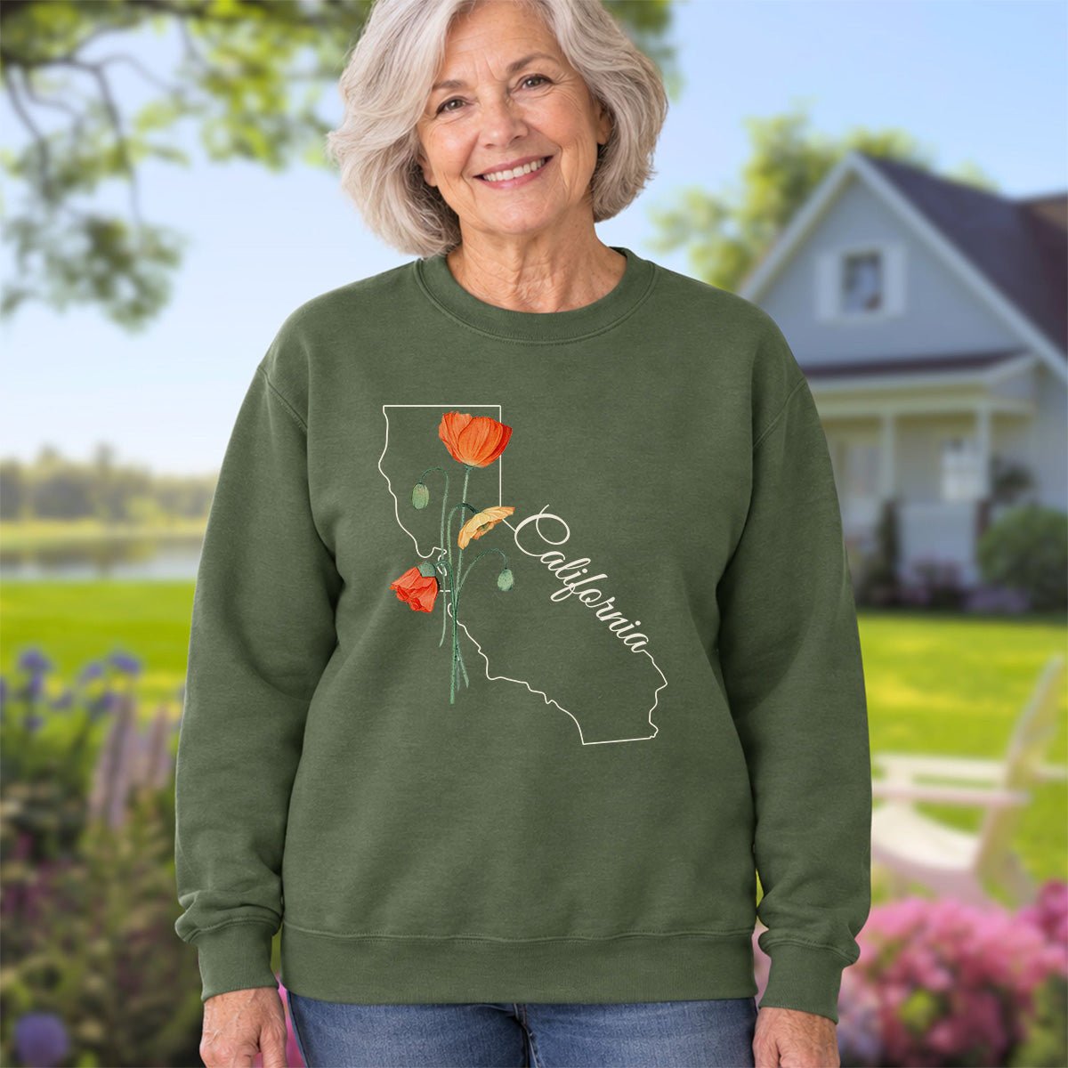 California State Flower Sweatshirt - California Poppy