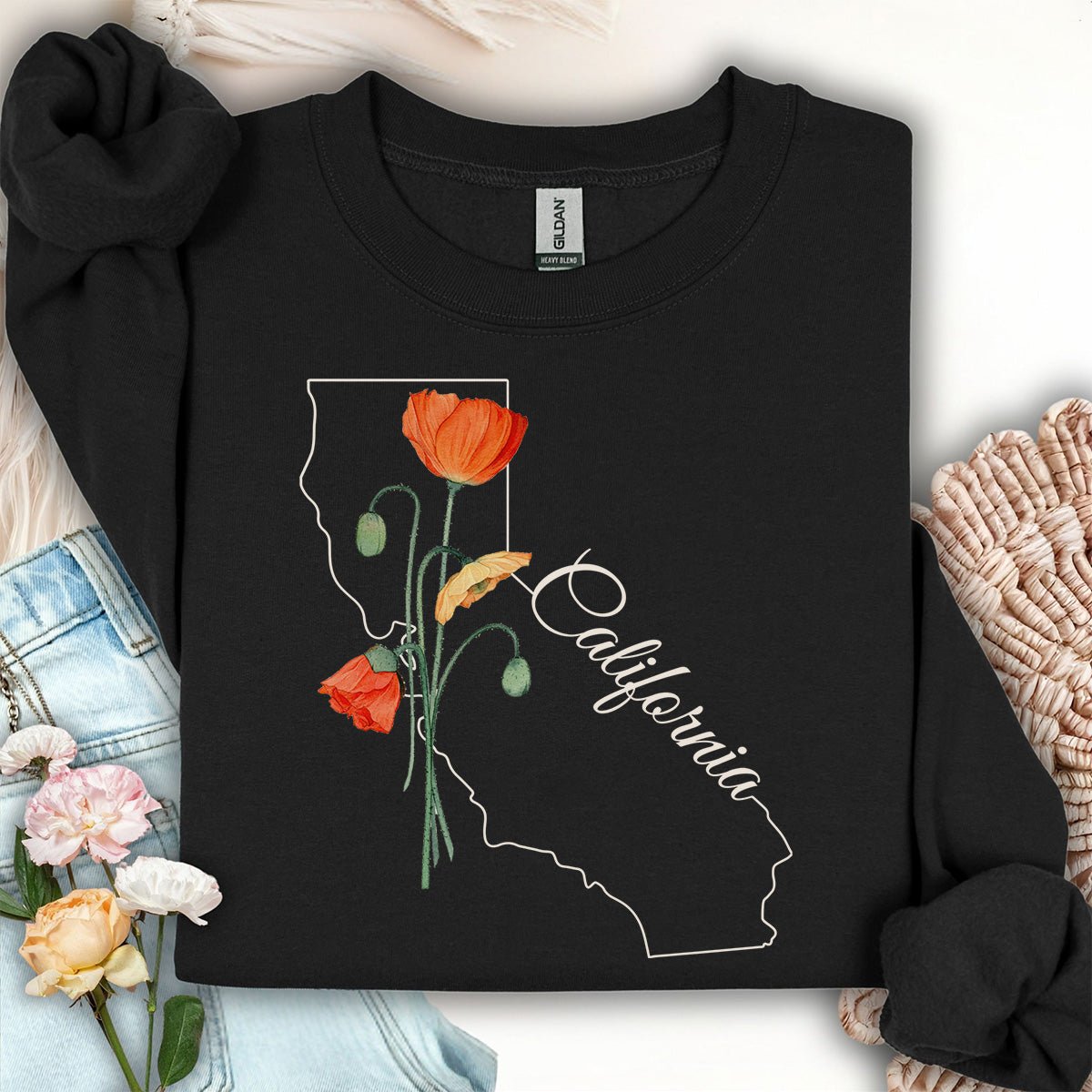 California State Flower Sweatshirt - California Poppy