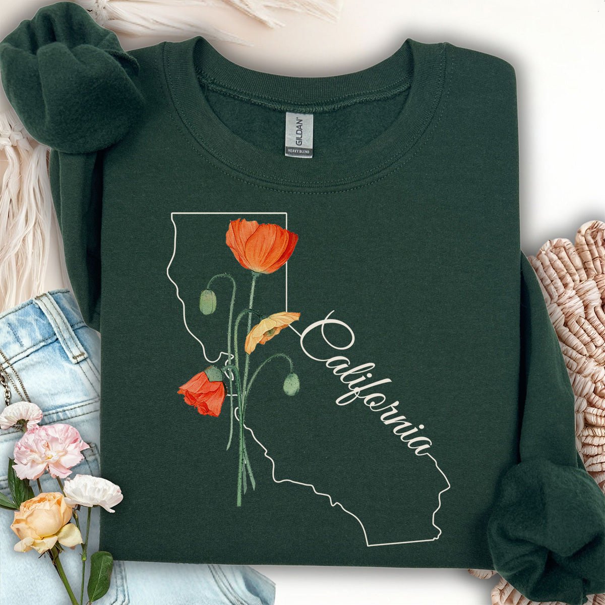 California State Flower Sweatshirt - California Poppy