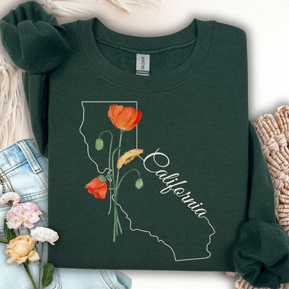 California State Flower Sweatshirt - California Poppy