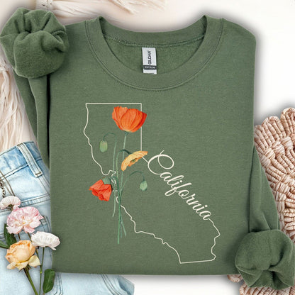 California State Flower Sweatshirt - California Poppy