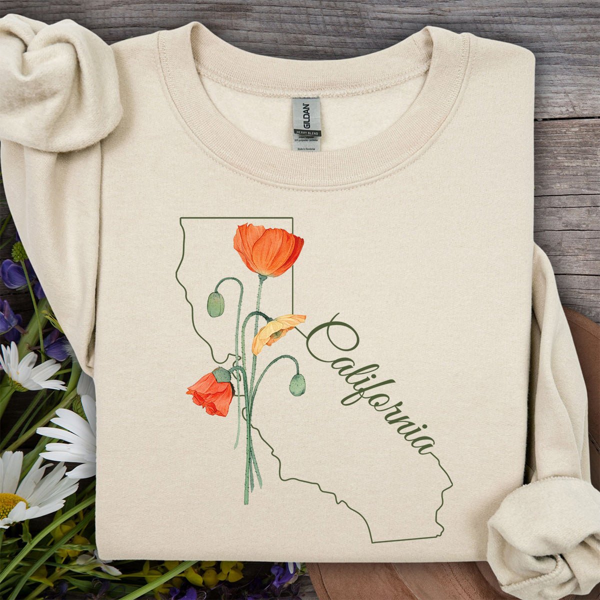 California State Flower Sweatshirt - California Poppy