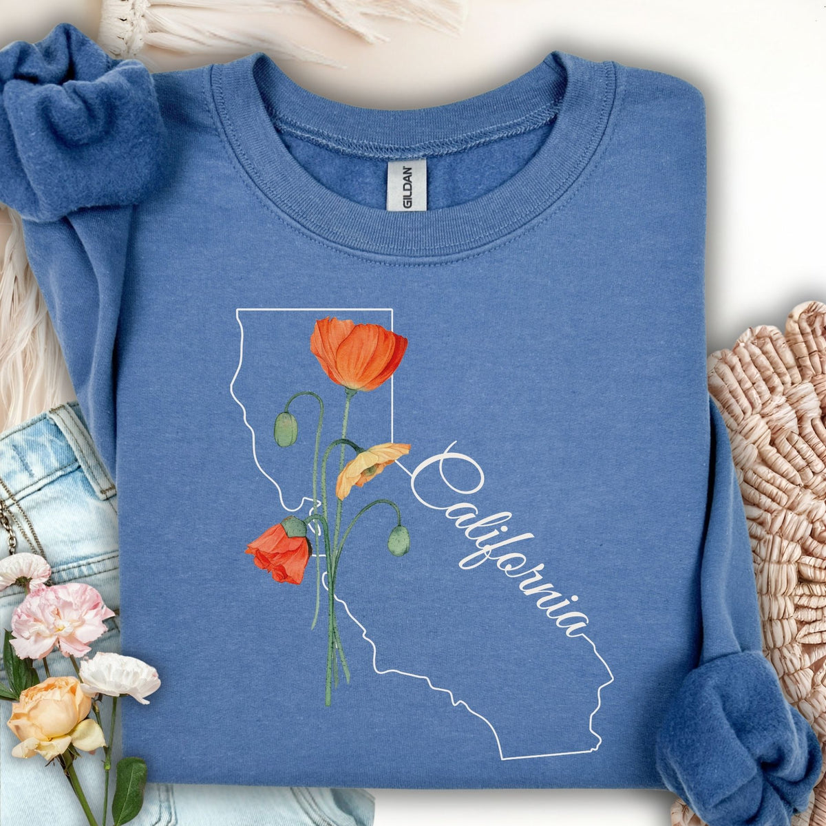 California State Flower Sweatshirt - California Poppy