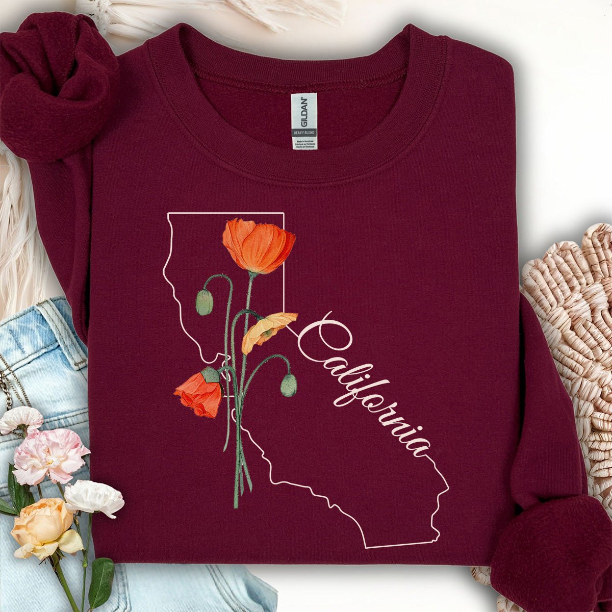 California State Flower Sweatshirt - California Poppy
