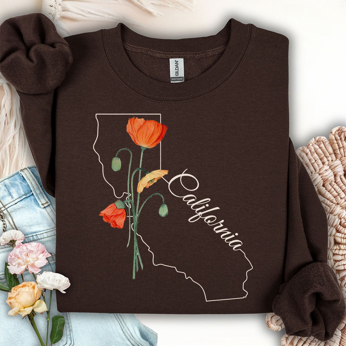California State Flower Sweatshirt - California Poppy