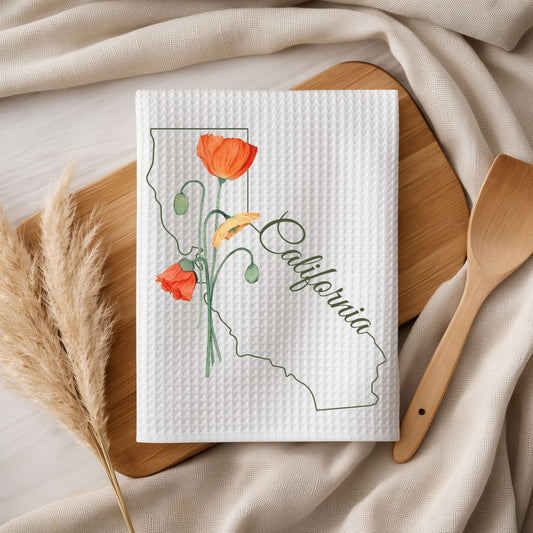 California State Flower Tea Towel — California Poppy
