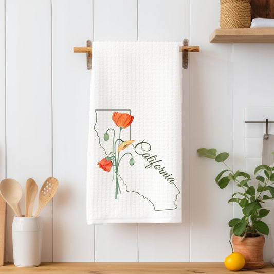 California State Flower Tea Towel — California Poppy