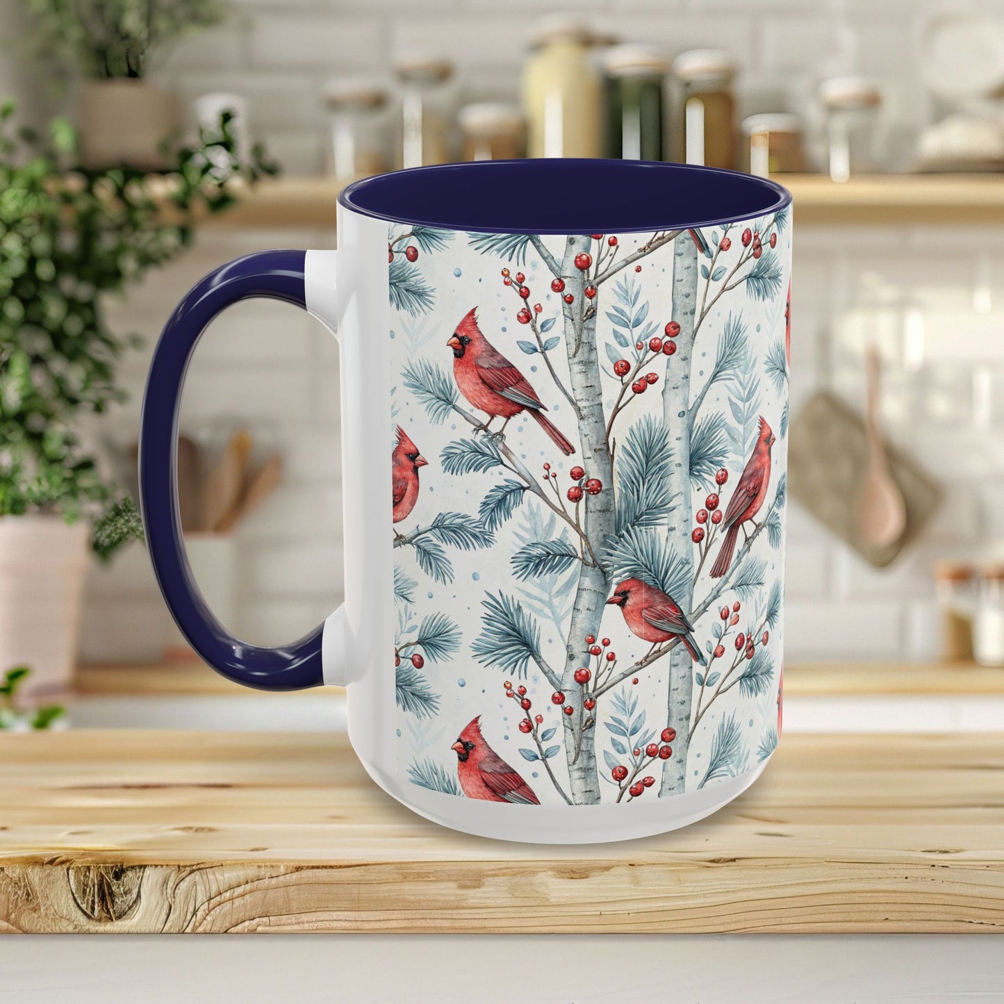Cardinal in Snowy Birch Trees 11 & 15 oz. Mug