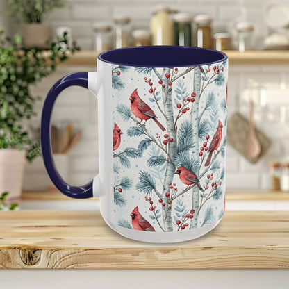 Cardinal in Snowy Birch Trees 11 & 15 oz. Mug