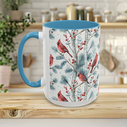 Cardinal in Snowy Birch Trees 11 & 15 oz. Mug