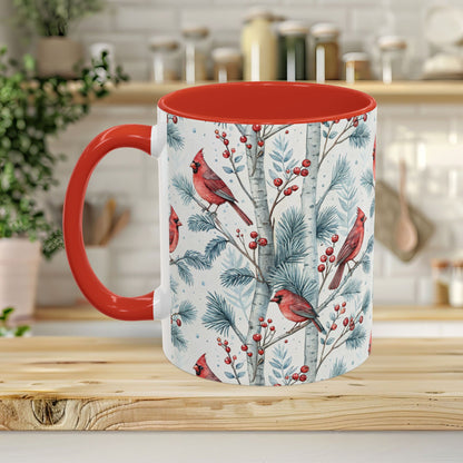 Cardinal in Snowy Birch Trees 11 & 15 oz. Mug