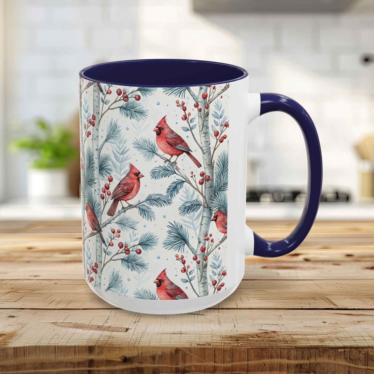 Cardinal in Snowy Birch Trees 11 & 15 oz. Mug