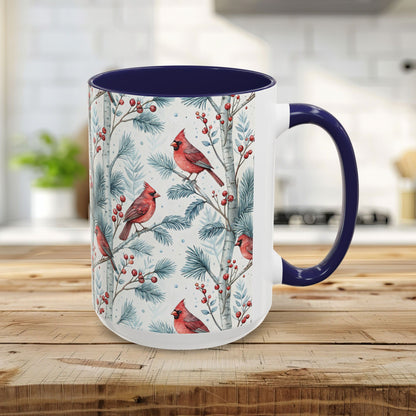 Cardinal in Snowy Birch Trees 11 & 15 oz. Mug