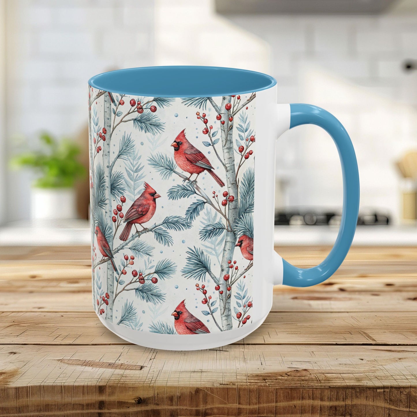 Cardinal in Snowy Birch Trees 11 & 15 oz. Mug