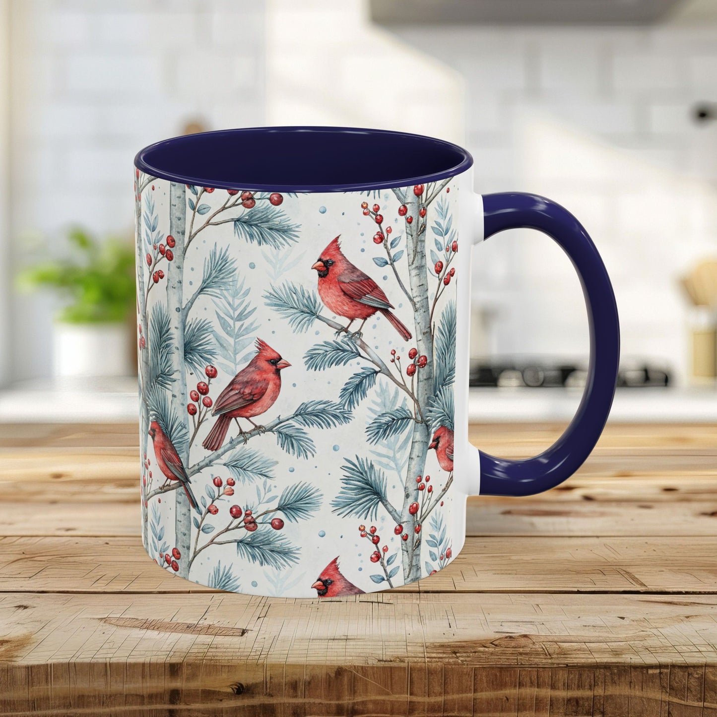 Cardinal in Snowy Birch Trees 11 & 15 oz. Mug