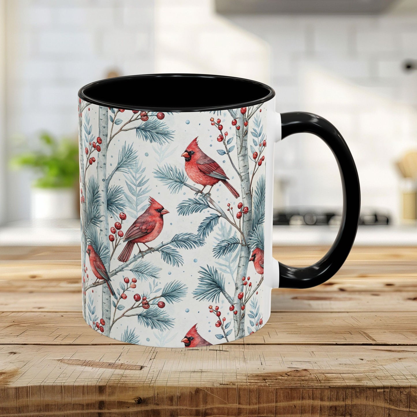 Cardinal in Snowy Birch Trees 11 & 15 oz. Mug