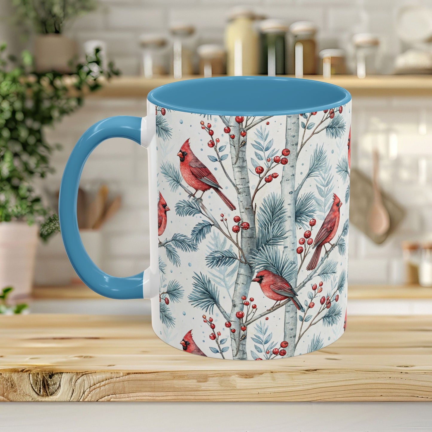 Cardinal in Snowy Birch Trees 11 & 15 oz. Mug