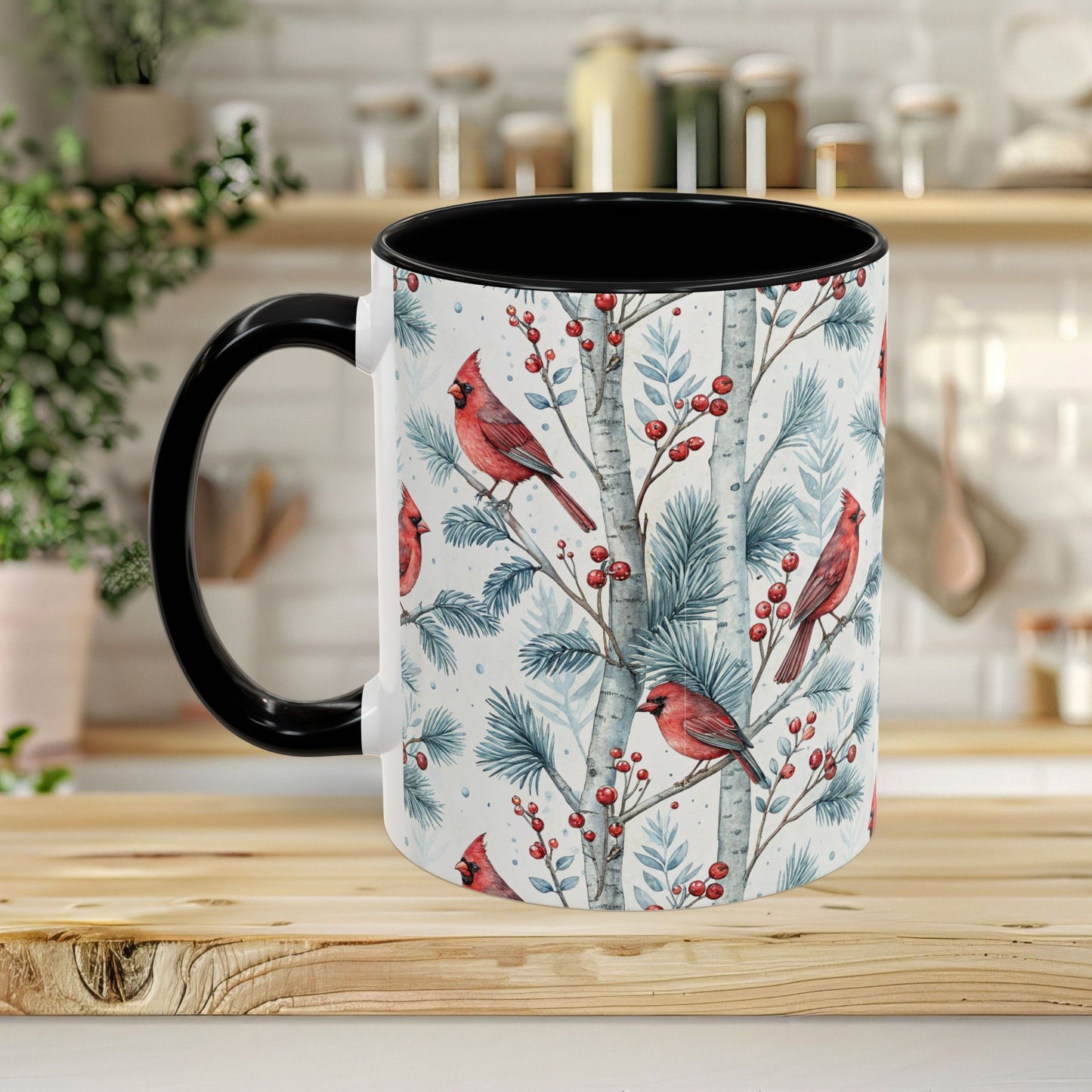 Cardinal in Snowy Birch Trees 11 & 15 oz. Mug