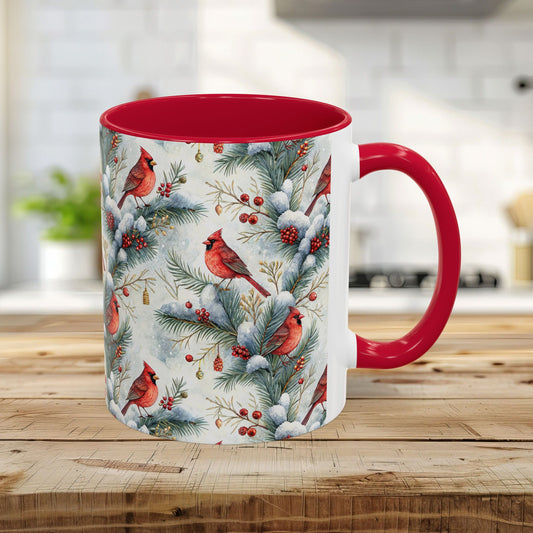 Cardinal on Snowy Evergreens 11 & 15 oz. Mug