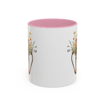 Chickadee in Summer Floral Watering Can Mug (11/15oz)