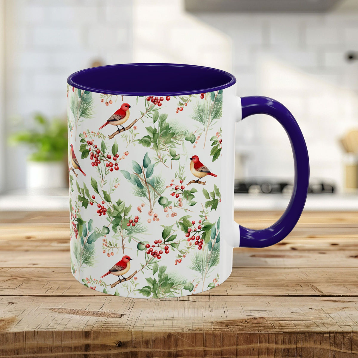 Christmas Bird & Holly Berries Mug (11/15oz)