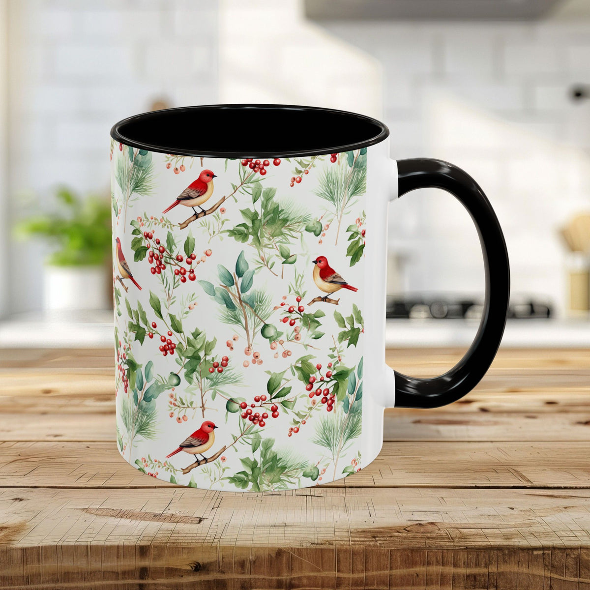 Christmas Bird & Holly Berries Mug (11/15oz)
