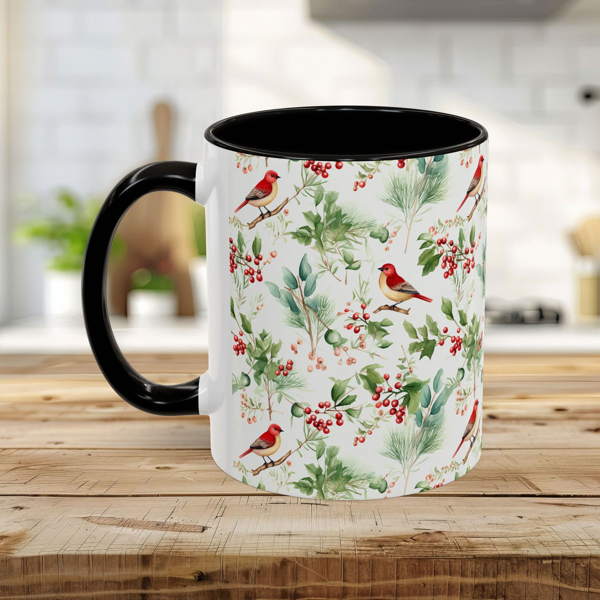 Christmas Bird & Holly Berries Mug (11/15oz)