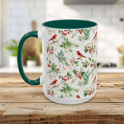 Christmas Bird & Holly Berries Mug (11/15oz)