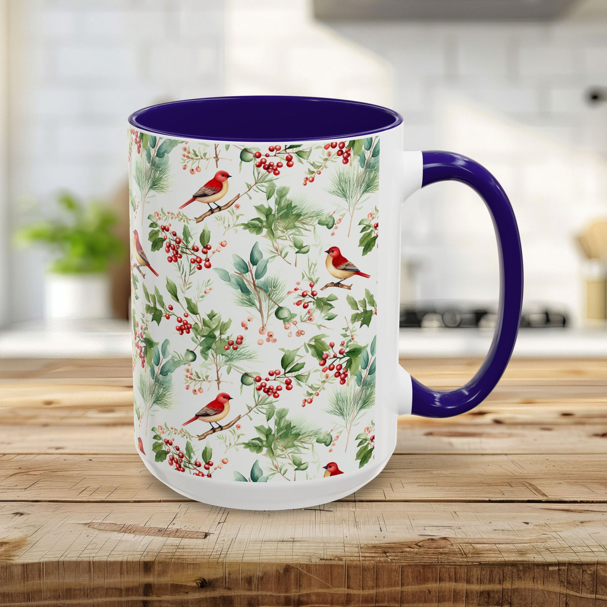 Christmas Bird & Holly Berries Mug (11/15oz)