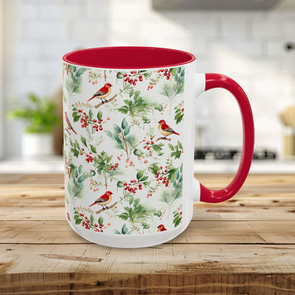 Christmas Bird & Holly Berries Mug (11/15oz)