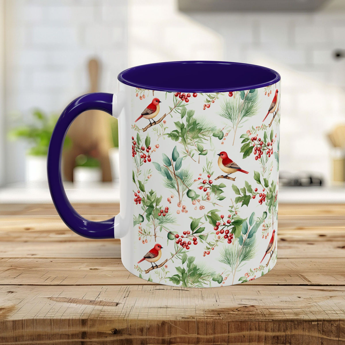 Christmas Bird & Holly Berries Mug (11/15oz)
