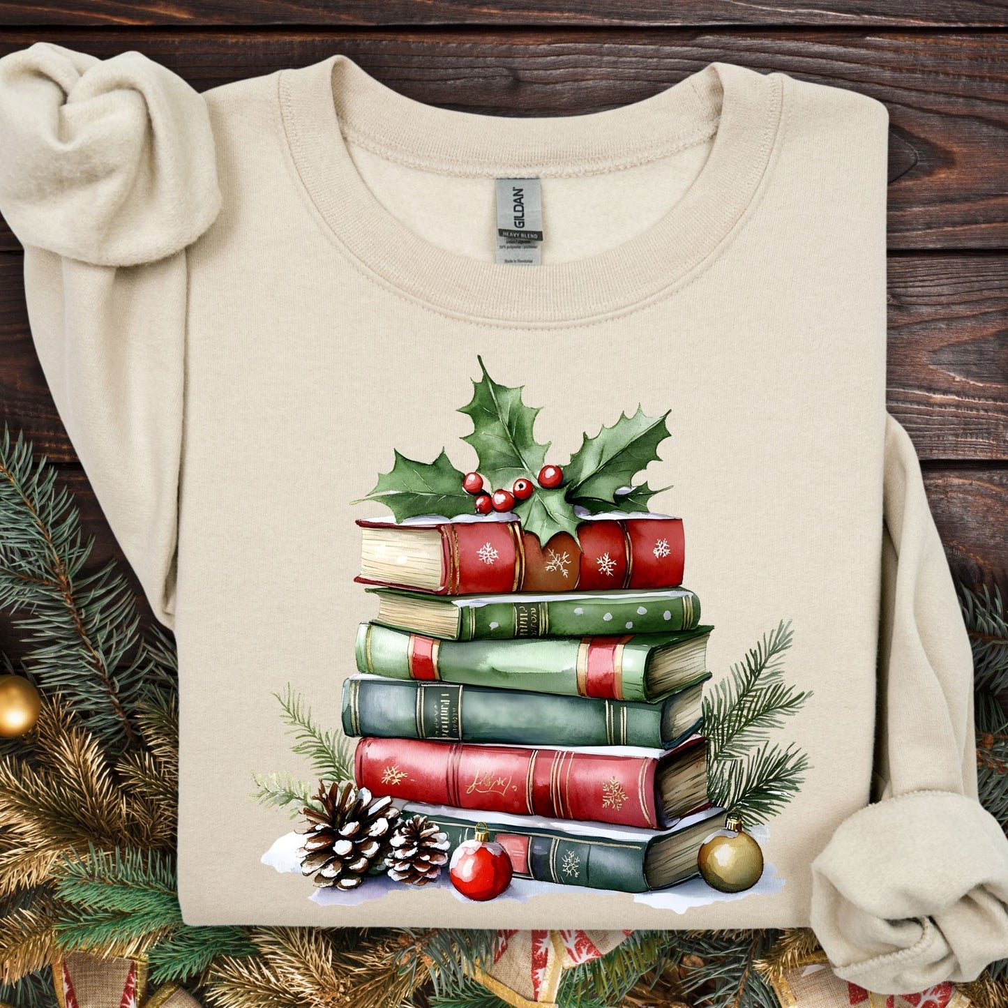 Christmas Book Stack Sweatshirt