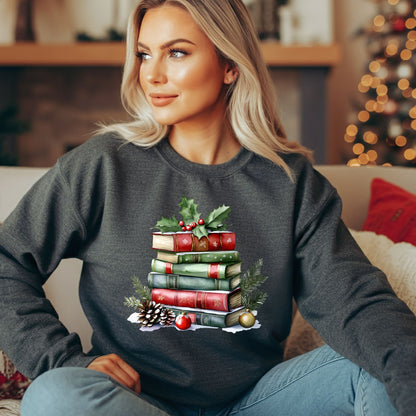 Christmas Book Stack Sweatshirt