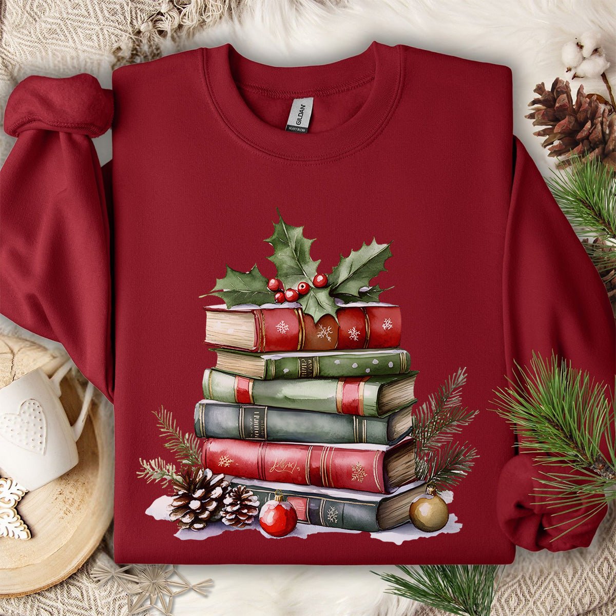Christmas Book Stack Sweatshirt