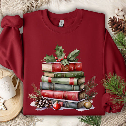 Christmas Book Stack Sweatshirt