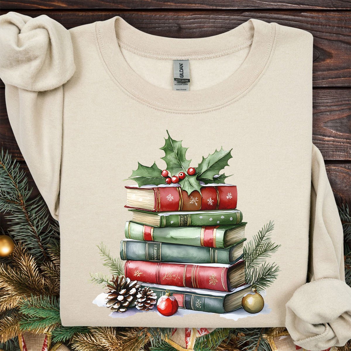 Christmas Book Stack Sweatshirt