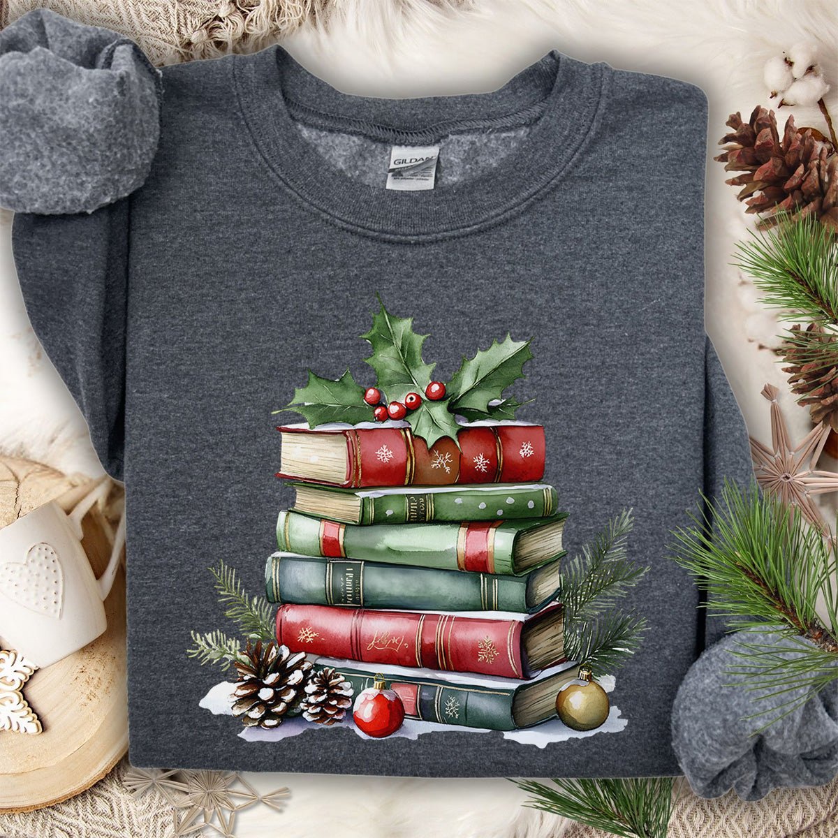 Christmas Book Stack Sweatshirt