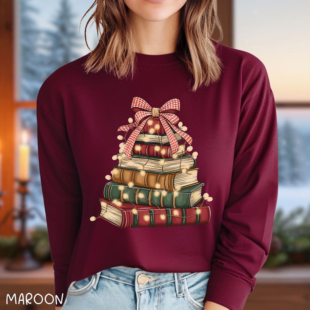 Christmas Book Tree Long Sleeve Tee