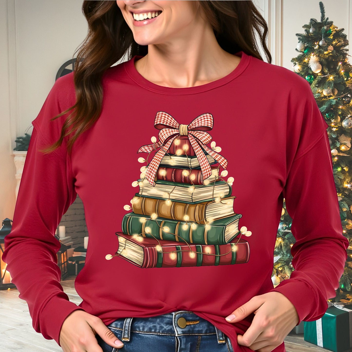 Christmas Book Tree Long Sleeve Tee