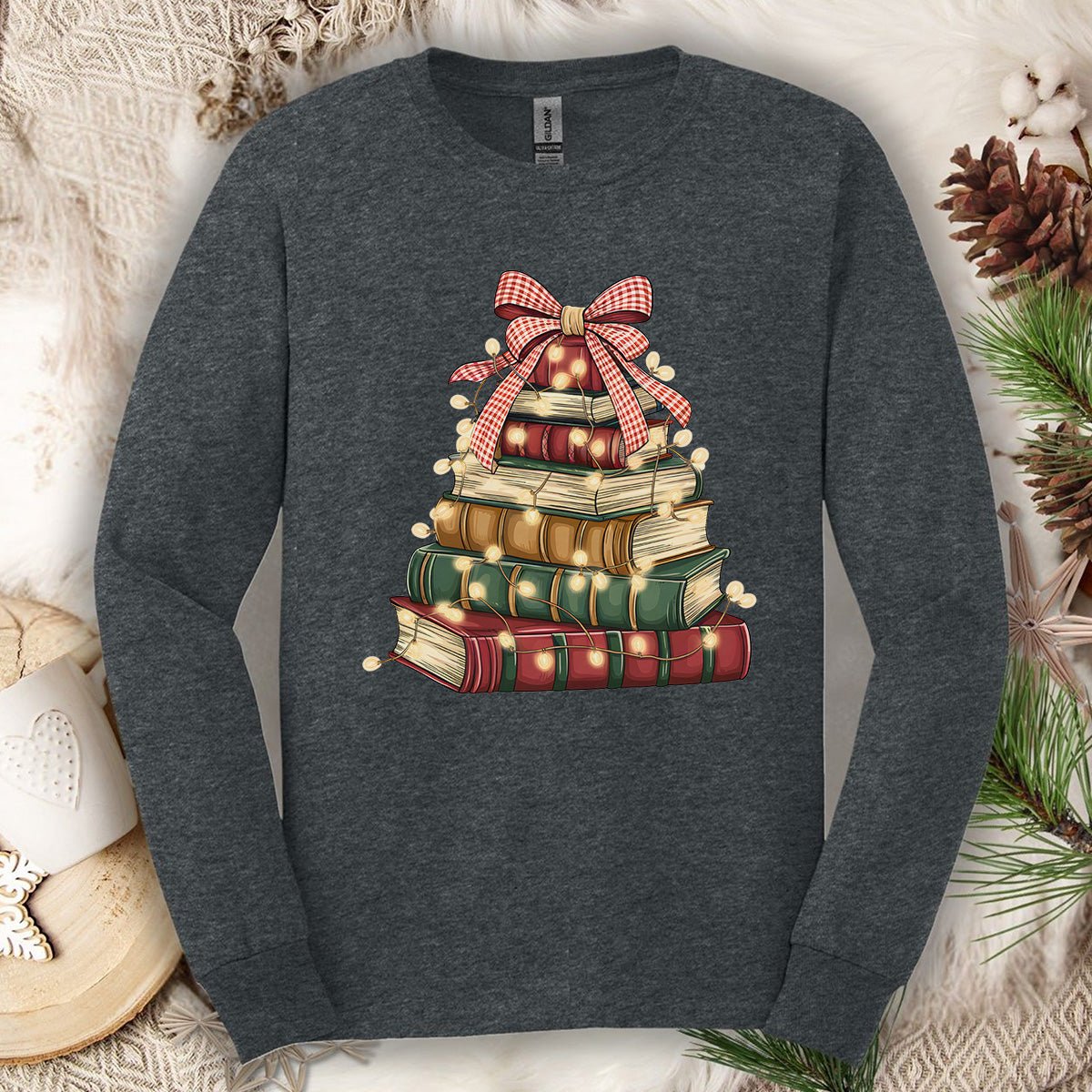 Christmas Book Tree Long Sleeve Tee