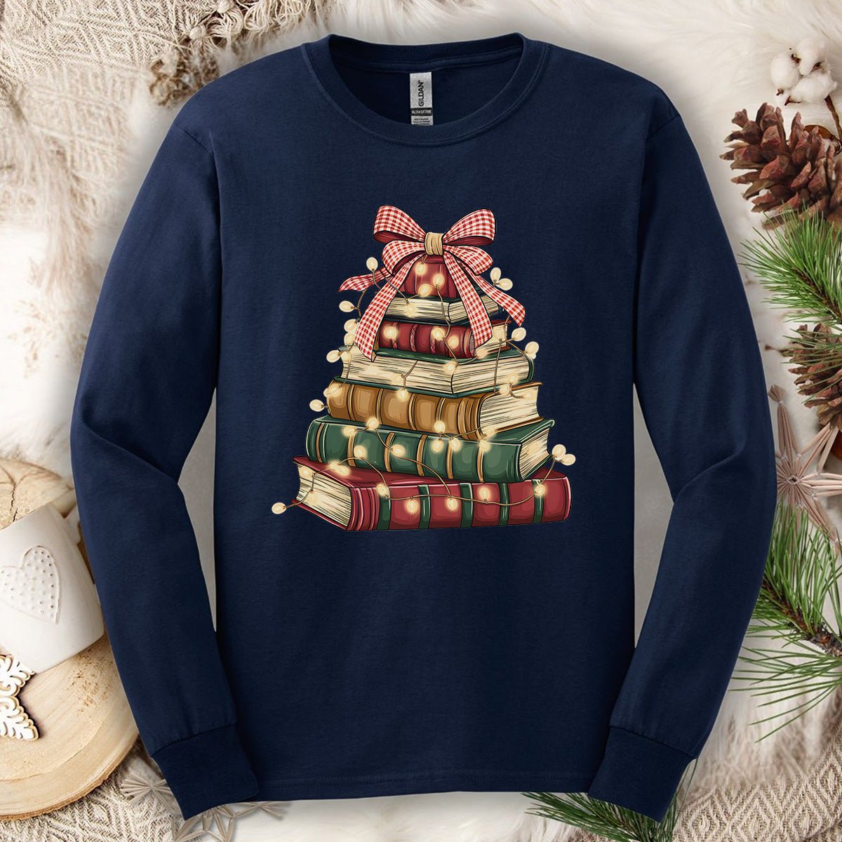 Christmas Book Tree Long Sleeve Tee