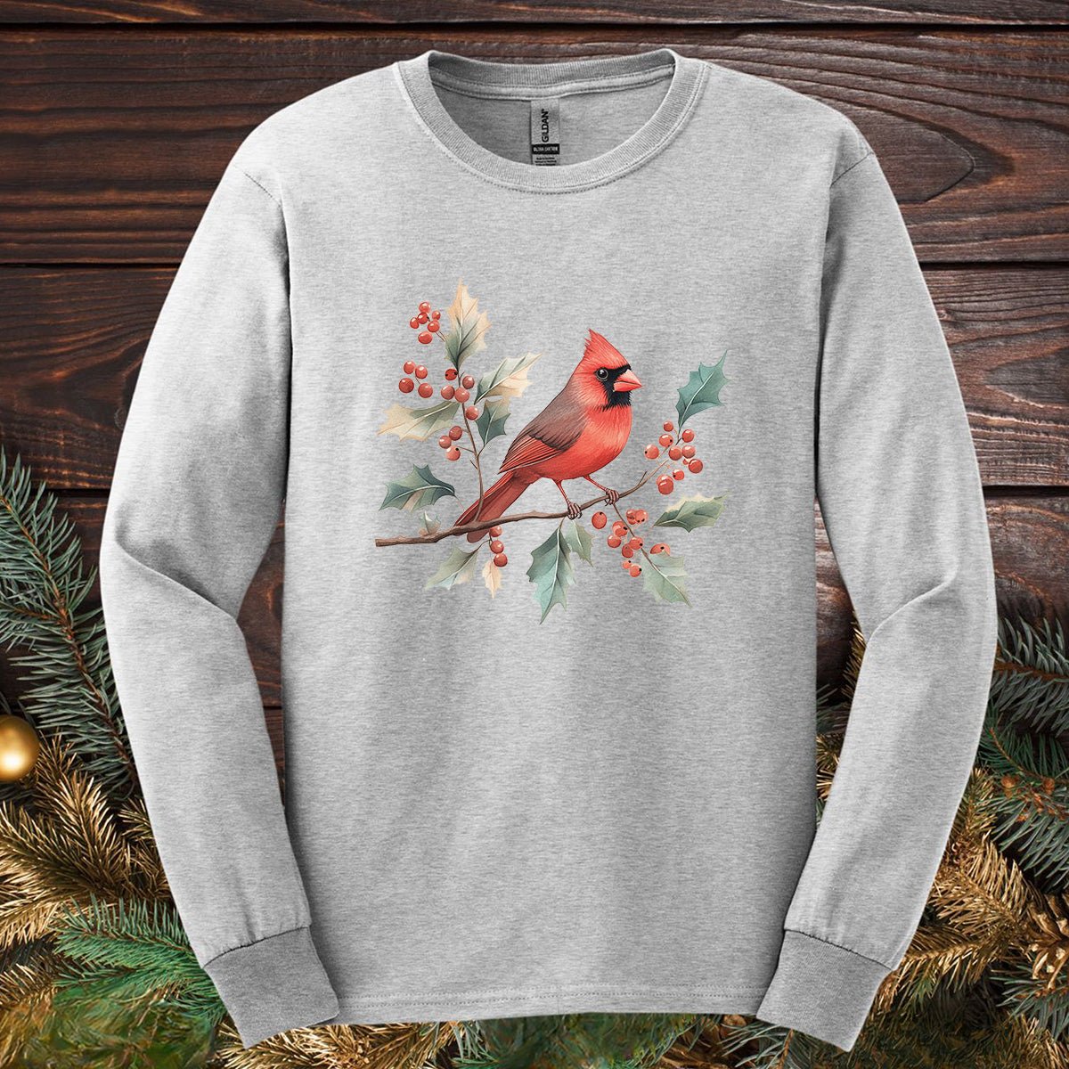 Christmas Cardinal Long Sleeve Tee