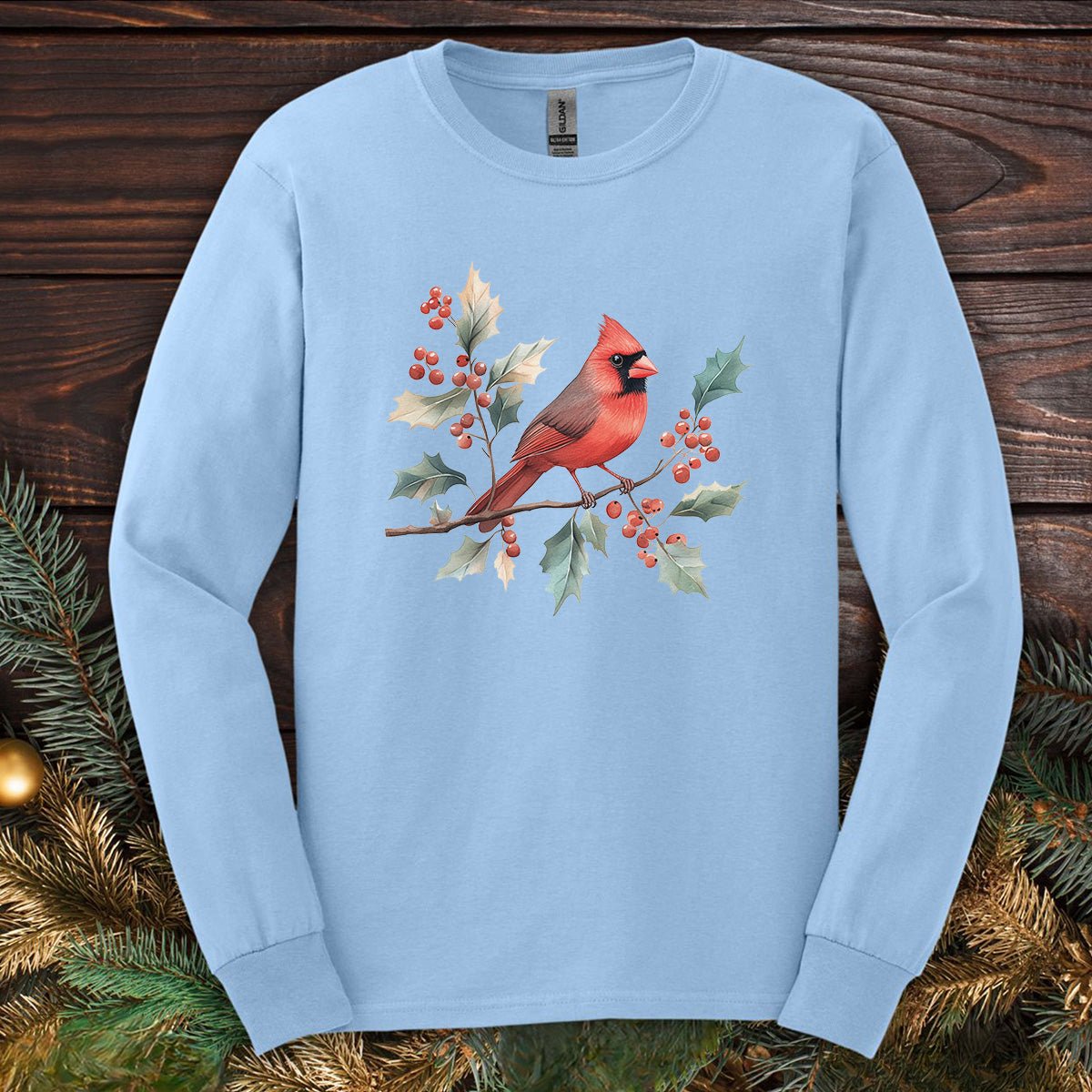 Christmas Cardinal Long Sleeve Tee