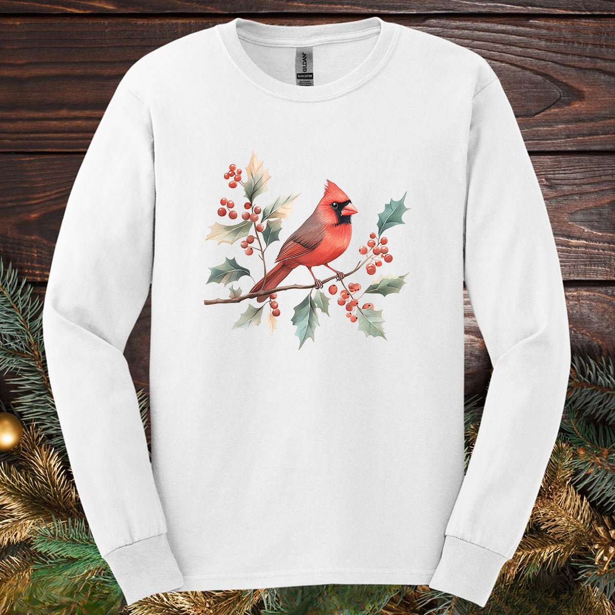 Christmas Cardinal Long Sleeve Tee