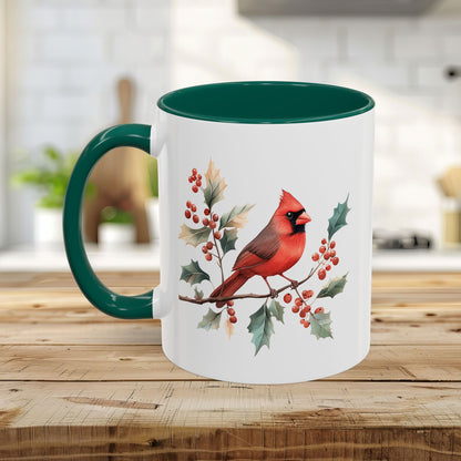 Christmas Cardinal on Holly Branches Mug (11/15 oz)