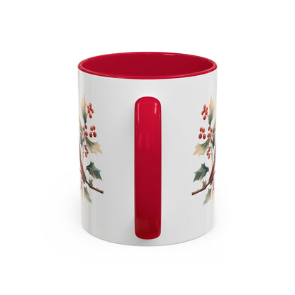 Christmas Cardinal on Holly Branches Mug (11/15 oz)