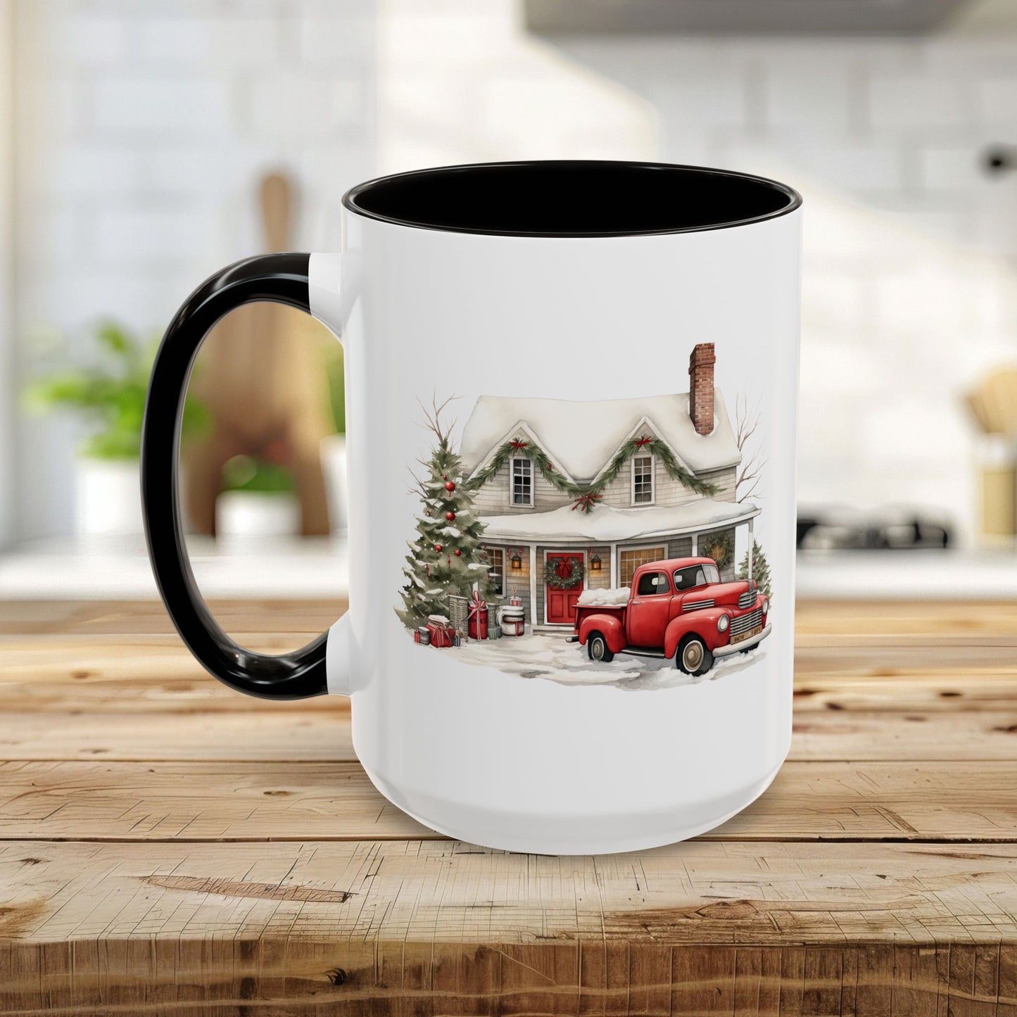 Christmas Farmhouse & Pickup Truck Mug (11/15oz)