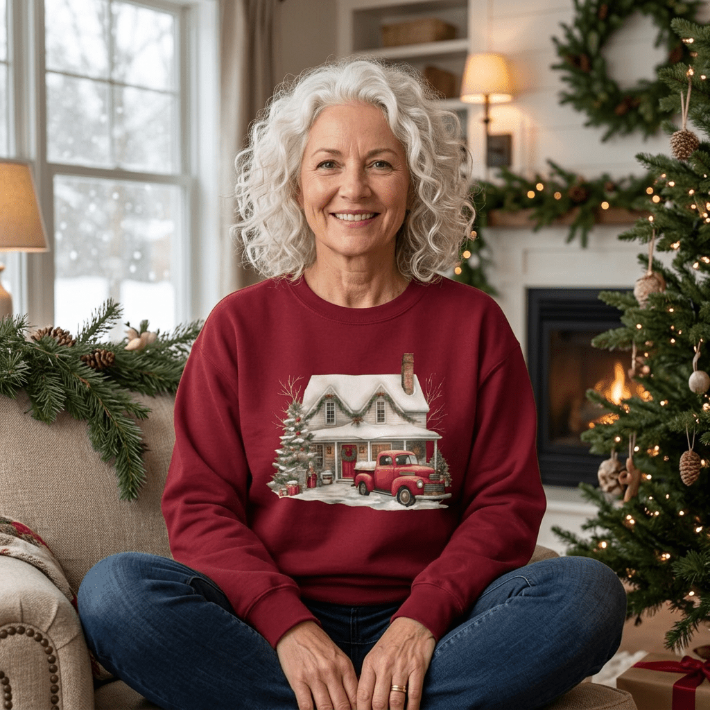 Christmas Farmhouse & Pickup Truck Sweatshirt